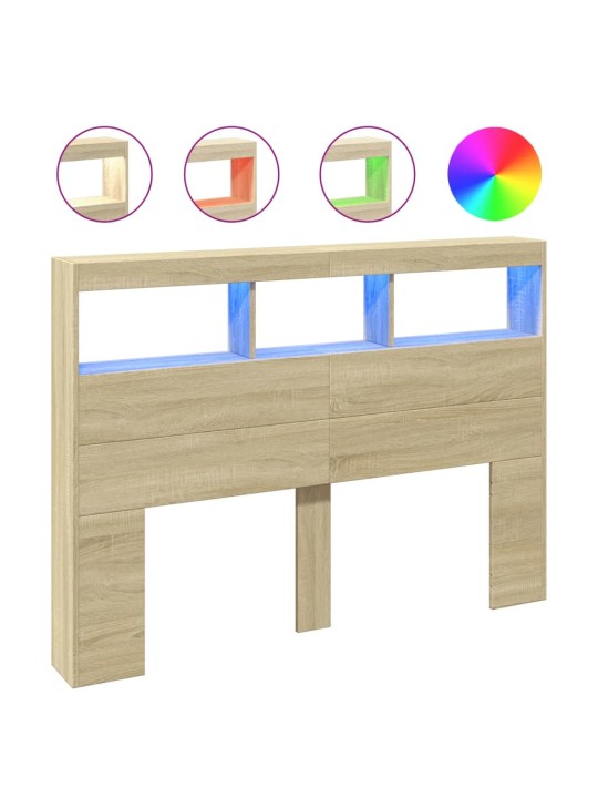 Čelo postele s úložným prostorem a led dub sonoma 140x17x102 cm