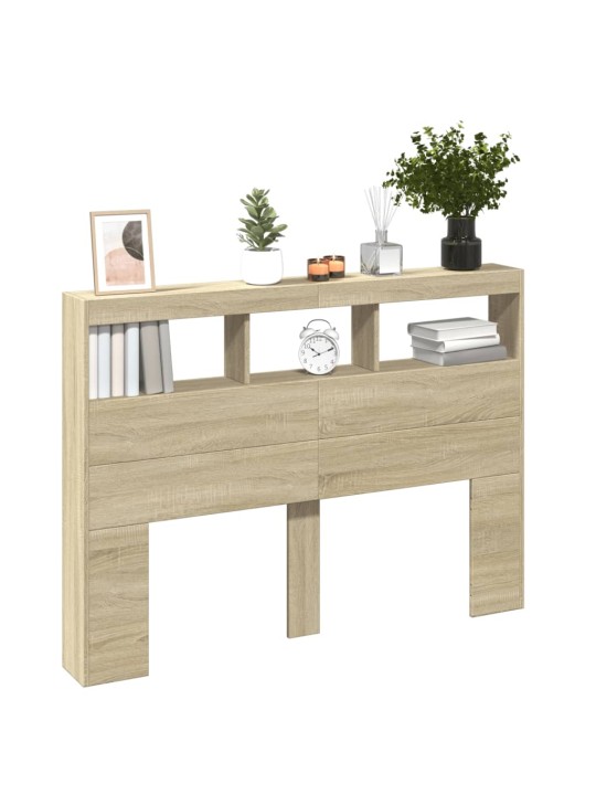 Čelo postele s úložným prostorem a led dub sonoma 140x17x102 cm