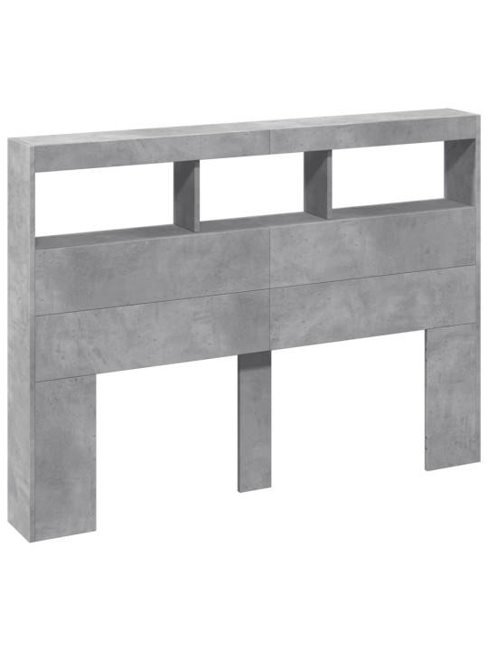 Čelo postele úložný prostor a led betonově šedé 140x17x102 cm