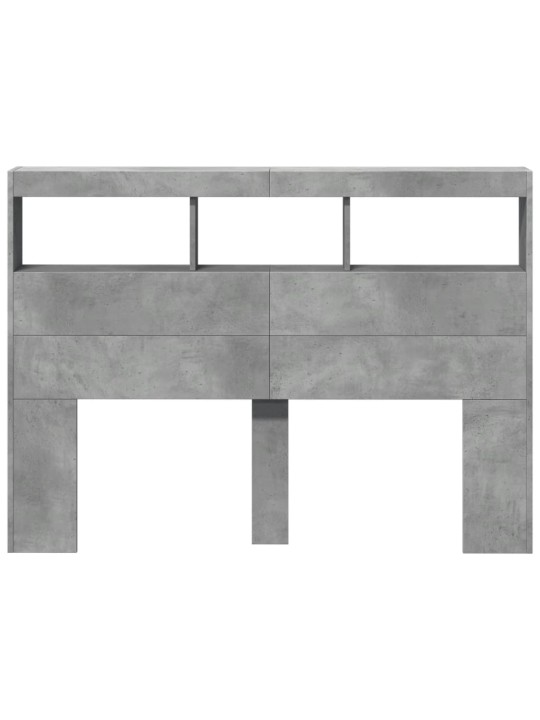 Čelo postele úložný prostor a led betonově šedé 140x17x102 cm