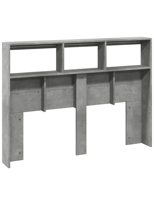 Čelo postele úložný prostor a led betonově šedé 140x17x102 cm