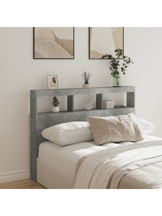 Čelo postele úložný prostor a led betonově šedé 140x17x102 cm