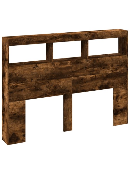 Čelo postele s úložným prostorem a led kouřový dub 140x17x102cm