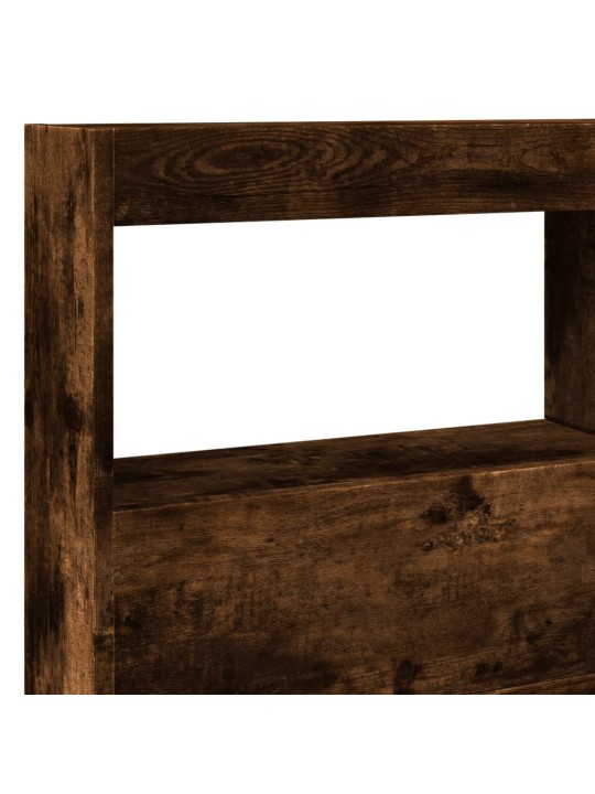 Čelo postele s úložným prostorem a led kouřový dub 140x17x102cm