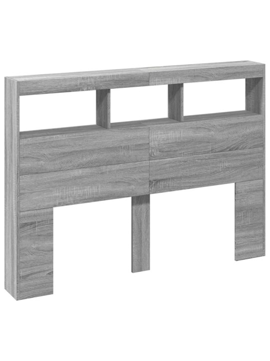 Čelo postele s úložným prostorem a led šedé sonoma 140x17x102cm