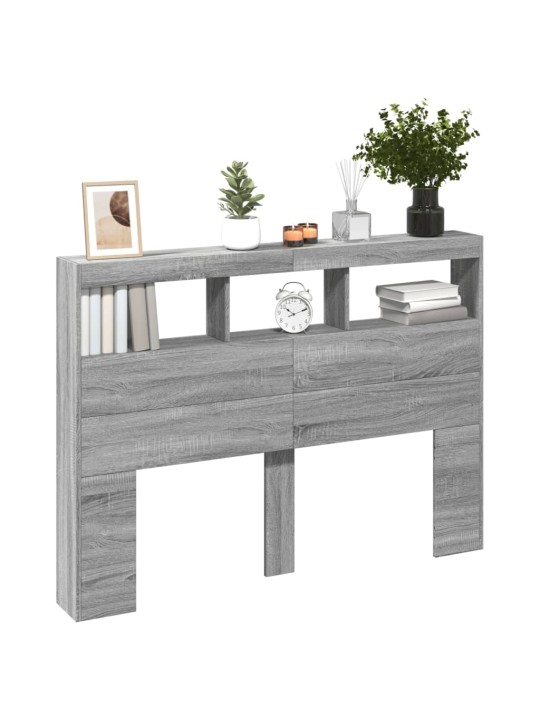 Čelo postele s úložným prostorem a led šedé sonoma 140x17x102cm