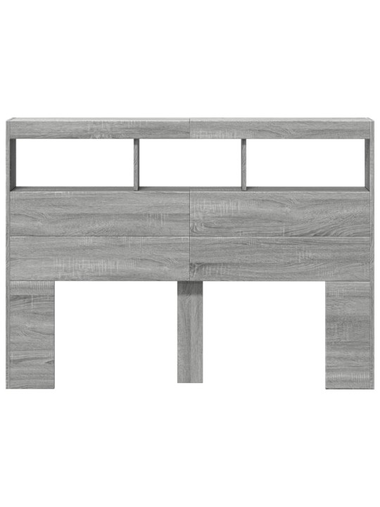 Čelo postele s úložným prostorem a led šedé sonoma 140x17x102cm