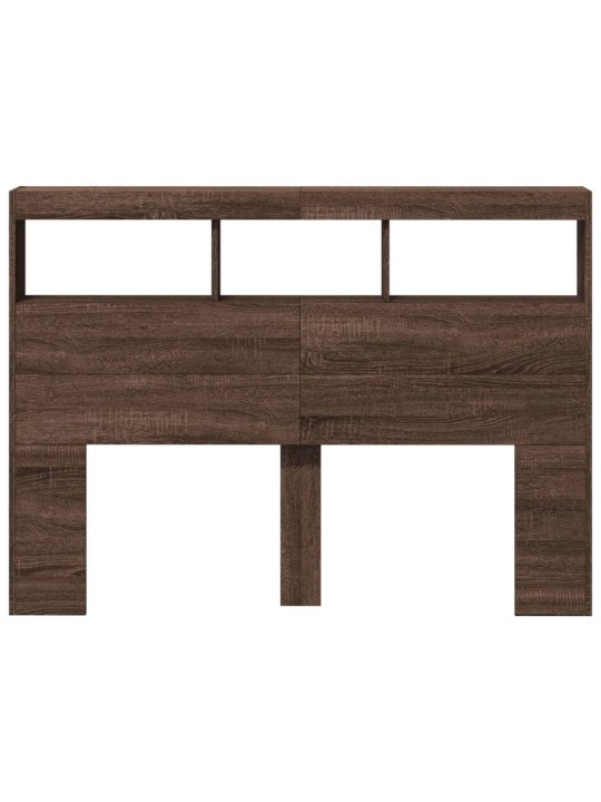 Čelo postele s úložným prostorem a led hnědý dub 140x17x102 cm