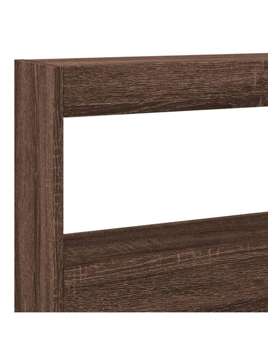 Čelo postele s úložným prostorem a led hnědý dub 140x17x102 cm