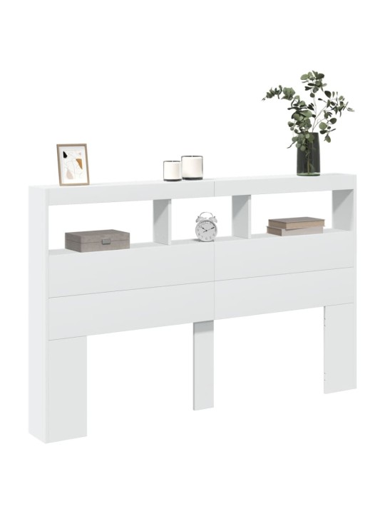 Čelo postele s úložným prostorem a led bílé 160 x 17 x 102 cm
