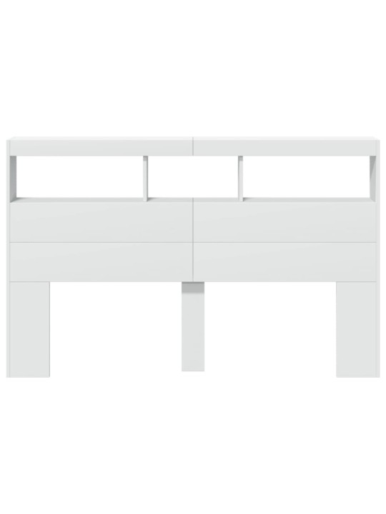 Čelo postele s úložným prostorem a led bílé 160 x 17 x 102 cm