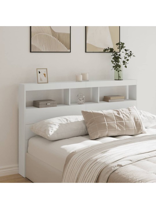 Čelo postele s úložným prostorem a led bílé 160 x 17 x 102 cm