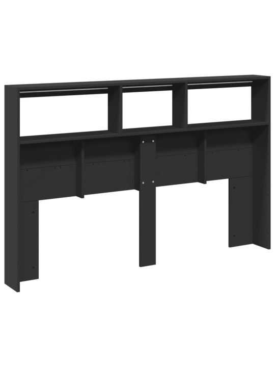 Čelo postele s úložným prostorem a LED černé 160 x 17 x 102 cm