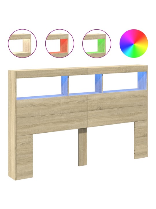 Čelo postele s úložným prostorem a led dub sonoma 160x17x102 cm