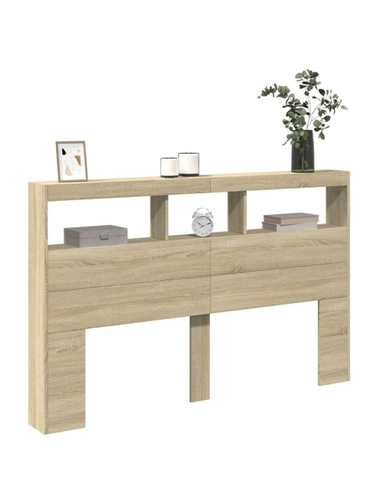 Čelo postele s úložným prostorem a led dub sonoma 160x17x102 cm