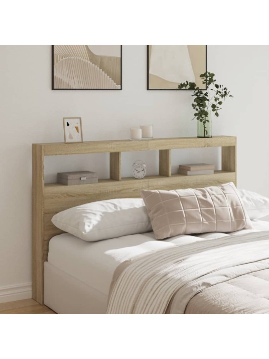 Čelo postele s úložným prostorem a led dub sonoma 160x17x102 cm