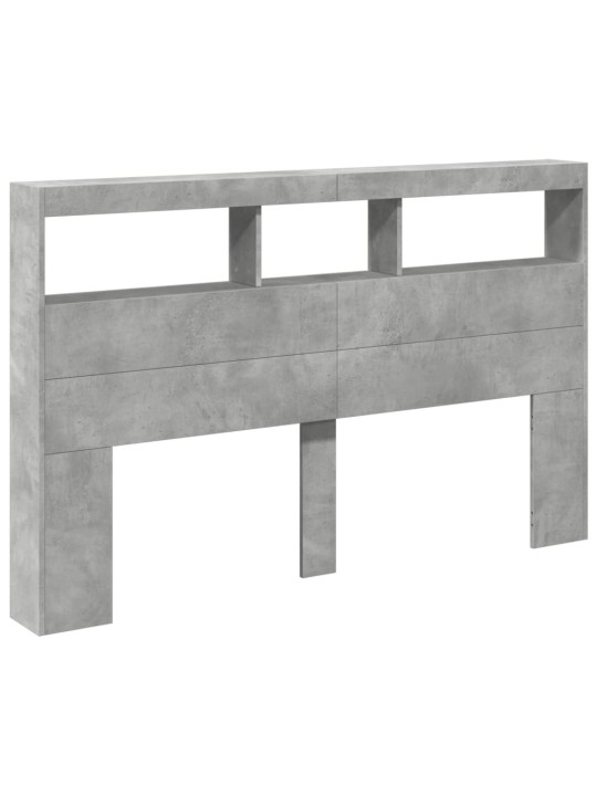 Čelo postele úložný prostor a LED betonově šedé 160x17x102 cm