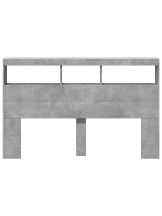 Čelo postele úložný prostor a LED betonově šedé 160x17x102 cm