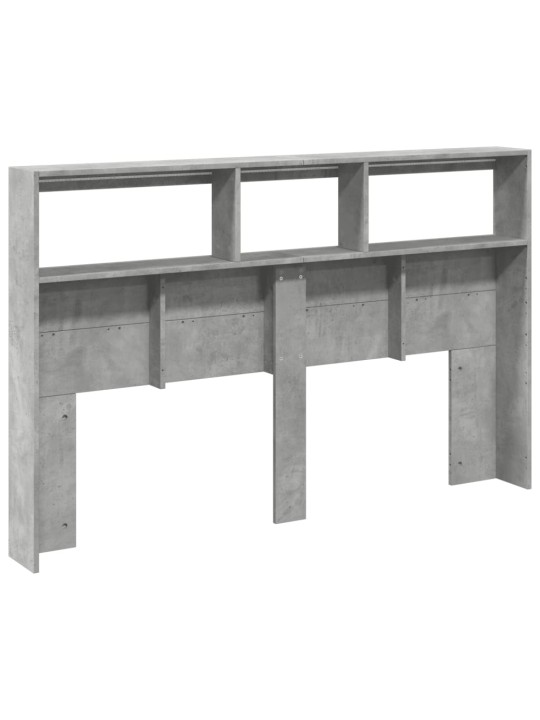 Čelo postele úložný prostor a LED betonově šedé 160x17x102 cm