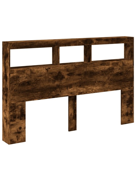 Čelo postele s úložným prostorem a led kouřový dub 160x17x102cm