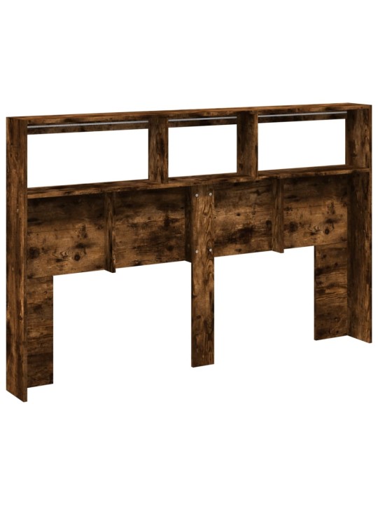 Čelo postele s úložným prostorem a led kouřový dub 160x17x102cm