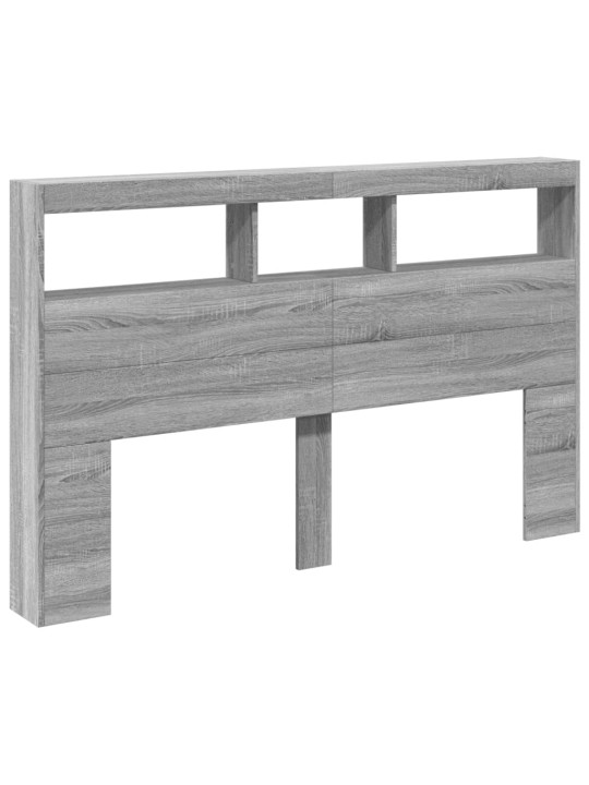 Čelo postele s úložným prostorem a led šedé sonoma 160x17x102cm
