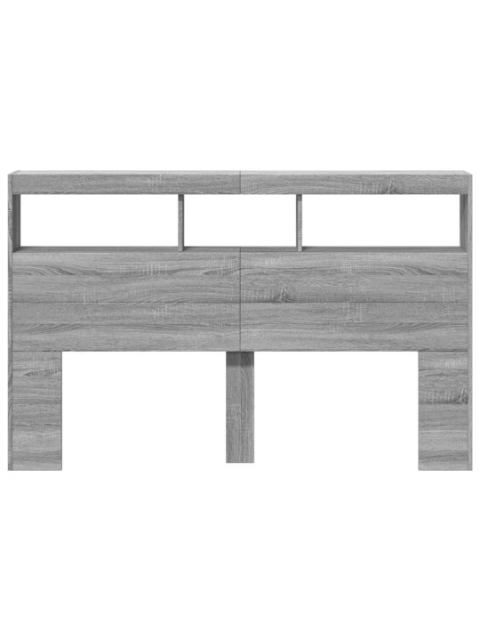 Čelo postele s úložným prostorem a led šedé sonoma 160x17x102cm
