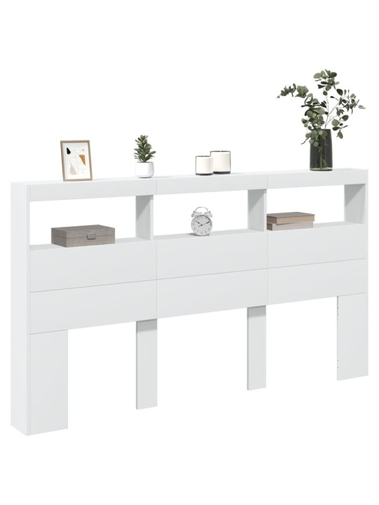 Čelo postele s úložným prostorem a led bílé 180 x 17 x 102 cm