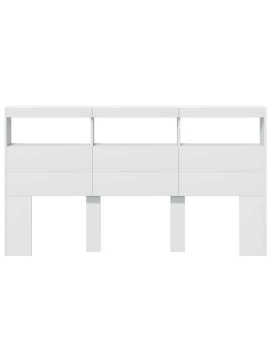 Čelo postele s úložným prostorem a led bílé 180 x 17 x 102 cm