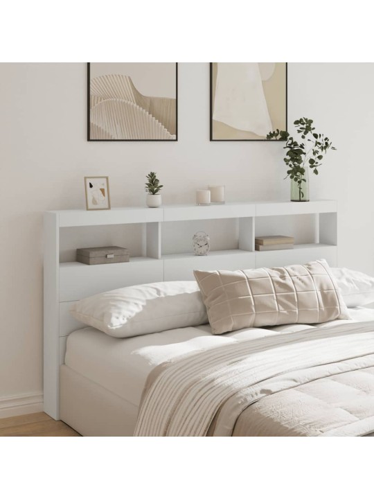 Čelo postele s úložným prostorem a led bílé 180 x 17 x 102 cm
