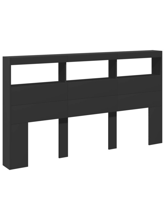 Čelo postele s úložným prostorem a LED černé 180 x 17 x 102 cm
