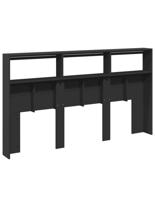 Čelo postele s úložným prostorem a LED černé 180 x 17 x 102 cm