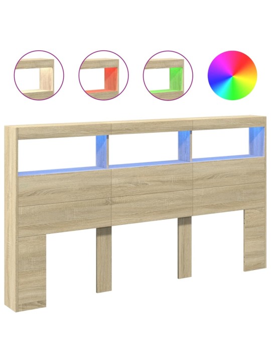 Čelo postele s úložným prostorem a led dub sonoma 180x17x102 cm