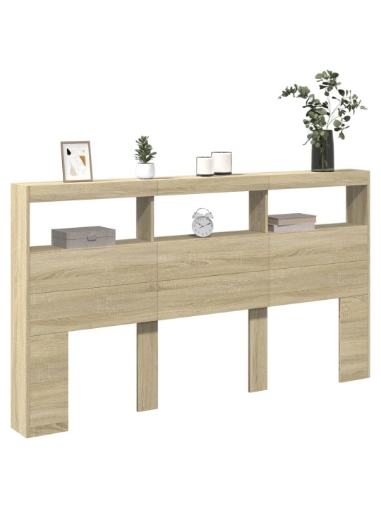 Čelo postele s úložným prostorem a led dub sonoma 180x17x102 cm