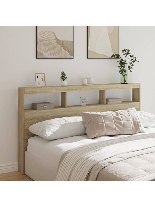 Čelo postele s úložným prostorem a led dub sonoma 180x17x102 cm