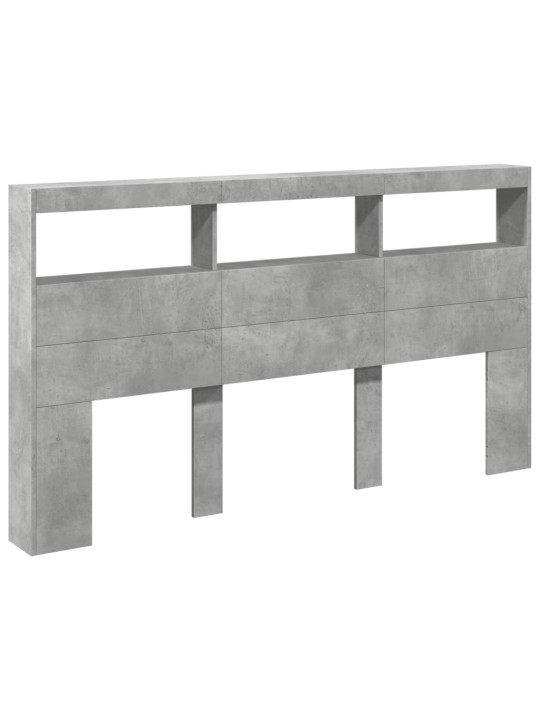 Čelo postele úložný prostor a led betonově šedé 180x17x102 cm