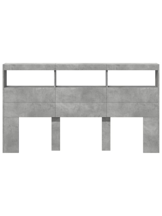 Čelo postele úložný prostor a led betonově šedé 180x17x102 cm