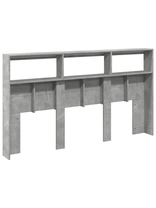 Čelo postele úložný prostor a led betonově šedé 180x17x102 cm