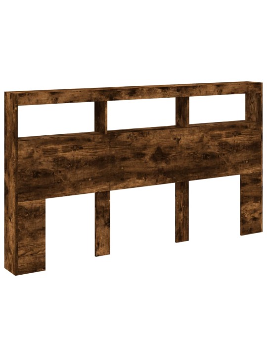 Čelo postele s úložným prostorem a led kouřový dub 180x17x102cm