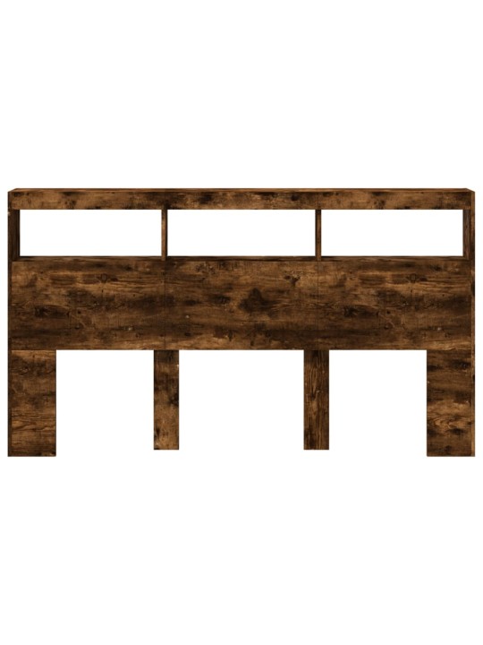 Čelo postele s úložným prostorem a led kouřový dub 180x17x102cm
