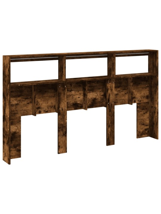 Čelo postele s úložným prostorem a led kouřový dub 180x17x102cm