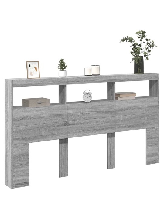 Čelo postele s úložným prostorem a led šedé sonoma 180x17x102cm