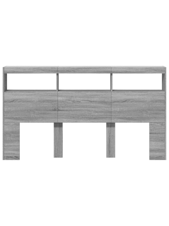 Čelo postele s úložným prostorem a led šedé sonoma 180x17x102cm