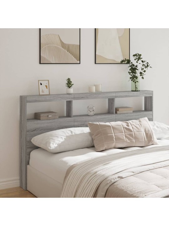 Čelo postele s úložným prostorem a led šedé sonoma 180x17x102cm