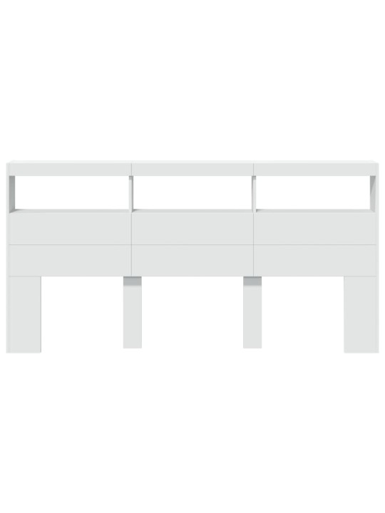 Čelo postele s úložným prostorem a LED bílé 200 x 17 x 102 cm