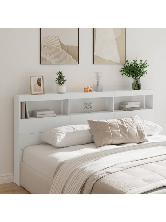 Čelo postele s úložným prostorem a LED bílé 200 x 17 x 102 cm