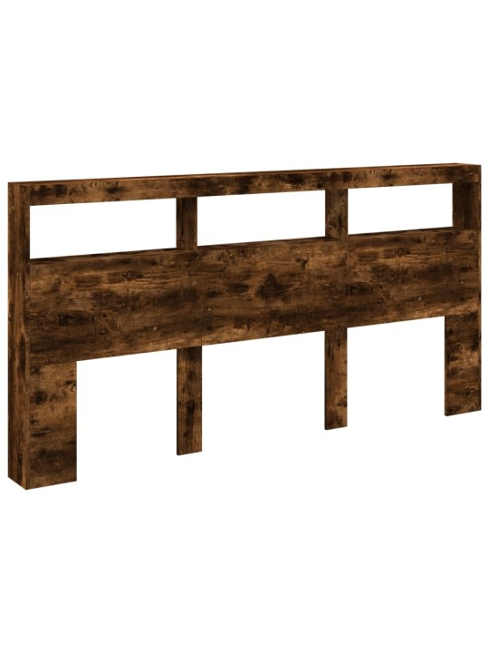 Čelo postele s úložným prostorem a led kouřový dub 200x17x102cm