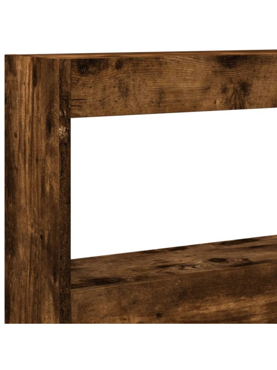 Čelo postele s úložným prostorem a led kouřový dub 200x17x102cm