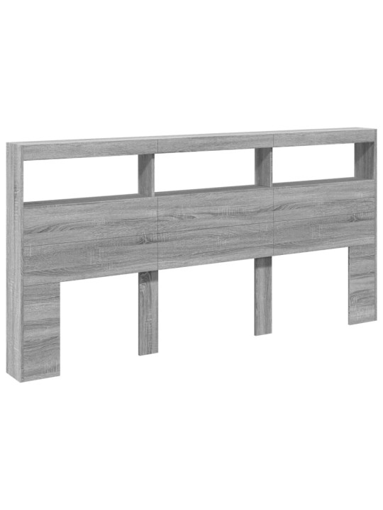 Čelo postele s úložným prostorem a led šedé sonoma 200x17x102cm