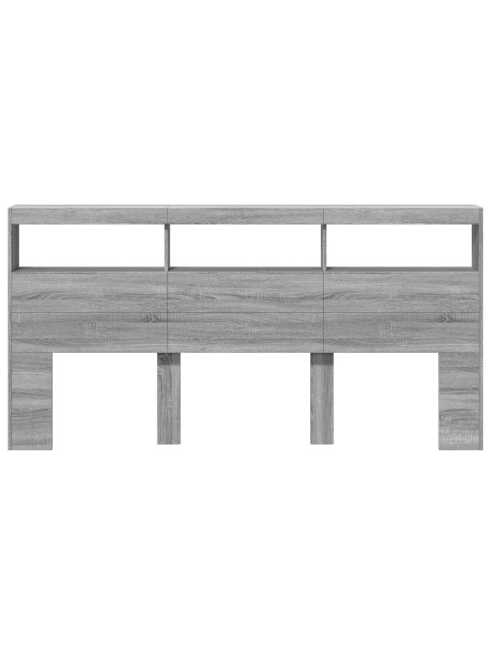 Čelo postele s úložným prostorem a led šedé sonoma 200x17x102cm